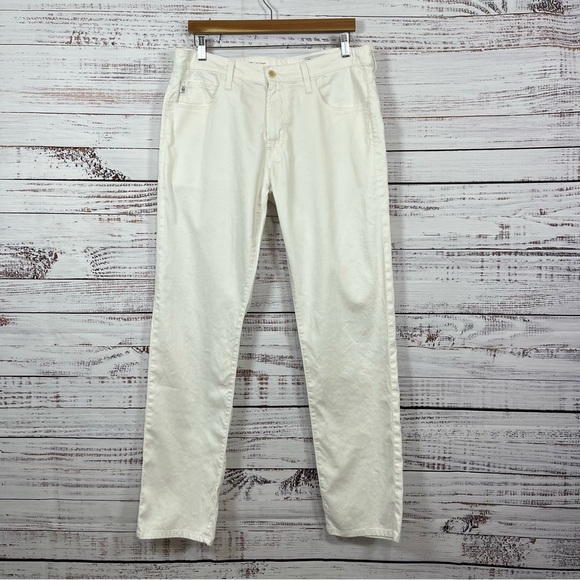 Adriano Goldschmied Everett White Linen Slim Straight Pants - Picture 1 of 15